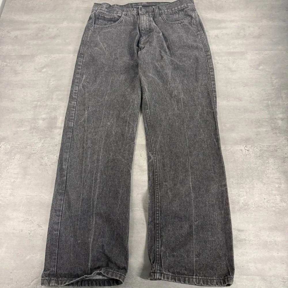 Rocawear Original Fit Jeans‎ Mens 34 Black Red Embroidered Logo Y2K Streetwear